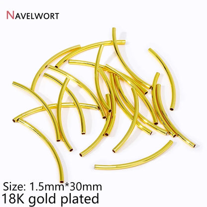 Tubes For Jewelry 18K Gold Plated Curved Tube Beads For Bracelet Necklace Making Supplies,Tube Beads Connector,Jewelry Materials