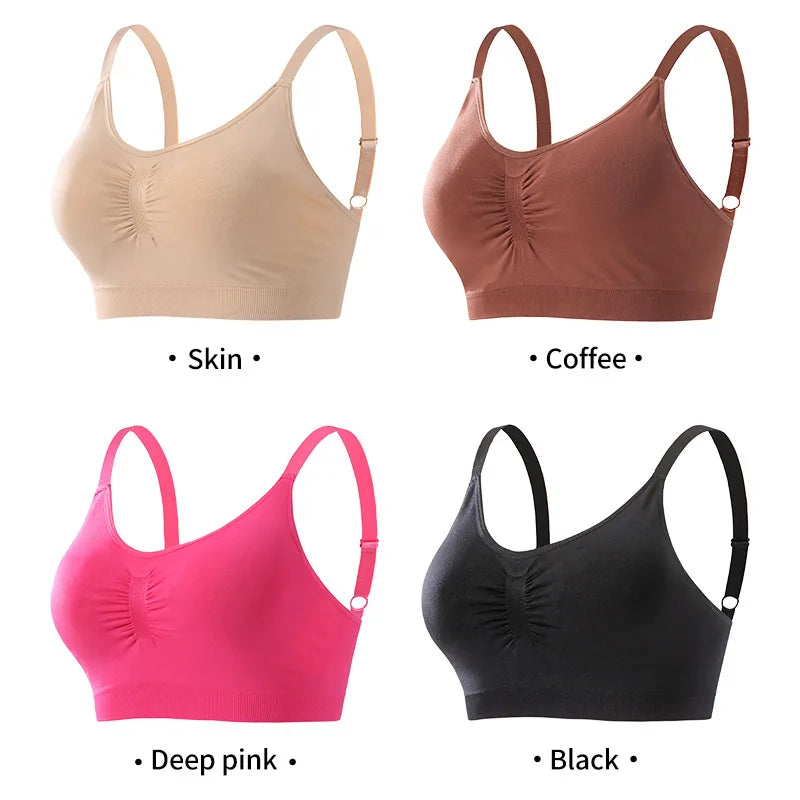 Plus Size Seamless Sports Bra Wireless Push Up Padded Beauty Back Breathable Yoga Gym Workout Brassiere S-XXXL