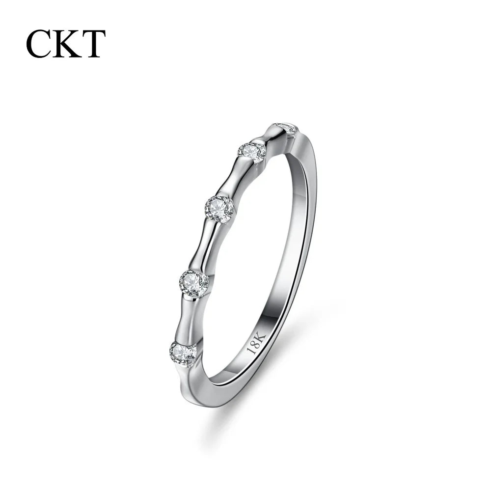 CKT 18k White Gold Ring for Women Diamond Moissanite Dianthus Festival Fashion Arrangement Rings Platinum Pt950 Fine Jewelry