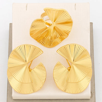 Gold Plated Jewelry Sets for Women Geometry Earrings Adjustable Ring Wedding Jewelry Accessories Fashion Party Weddings Gifts
