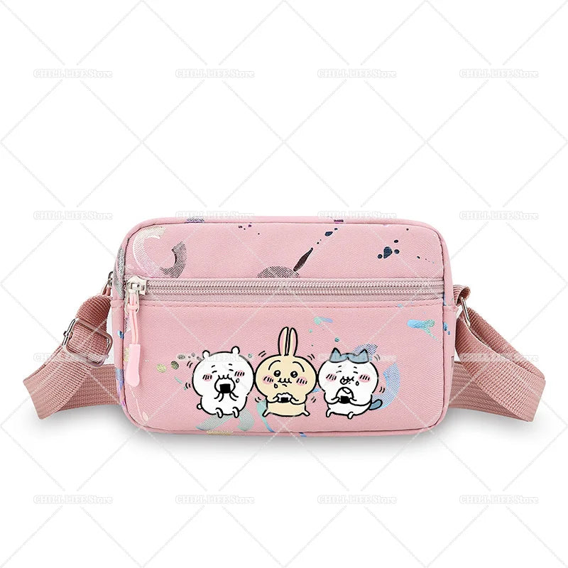 Cute Chiikawas Women Shoulder Waist Bag Kawaii Hachiware Usagi Fanny Pack Female Crossbody Bum Bag Canvas Chest Pack Phone Pouch