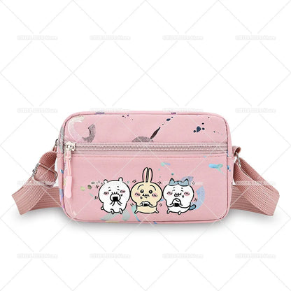 Cute Chiikawas Women Shoulder Waist Bag Kawaii Hachiware Usagi Fanny Pack Female Crossbody Bum Bag Canvas Chest Pack Phone Pouch