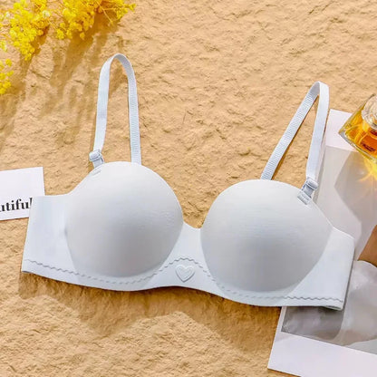 Women's Gathered Underwear Small Breasts Support No Steel Rings No Shoulder Straps Comfortable Bra for Large Breasts