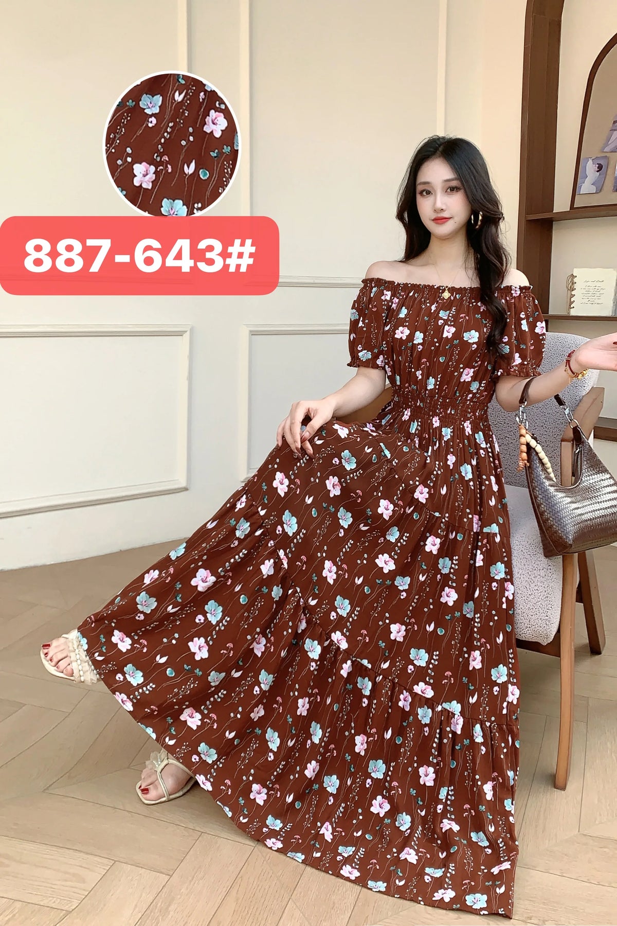 Women's Plus Size Bohemian Style Long Summer Dress for Women Floral Cotton Beach Round Neck Indian Clothing Vestido Robe Female