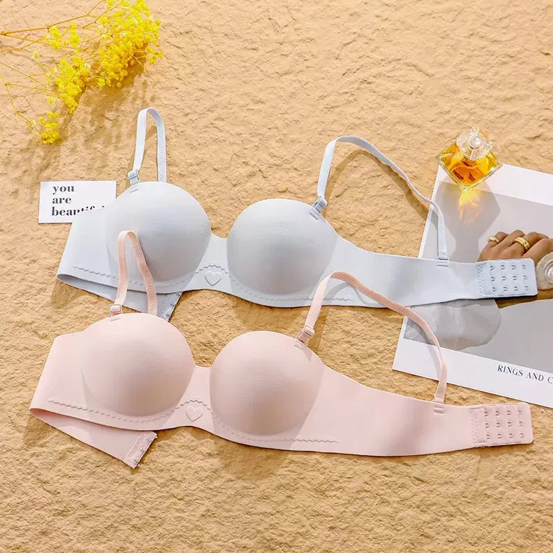 Women's Gathered Underwear Small Breasts Support No Steel Rings No Shoulder Straps Comfortable Bra for Large Breasts
