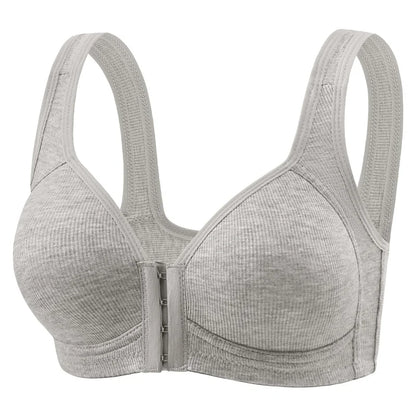 Women's Bra Wire-Free Front Closure Solid Color Full Coverage Fixed Cups Women Seamless Large Size Comfort Underwear