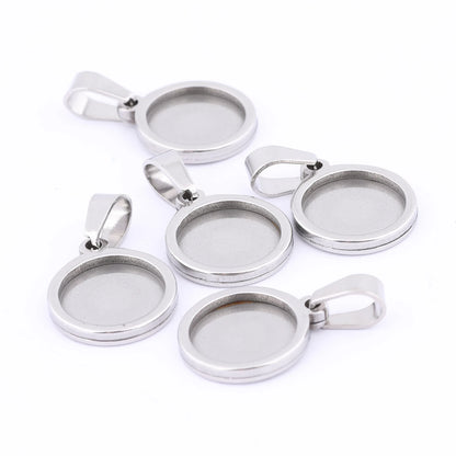 10pcs Gold Plated Black 12mm Round Cabochon Base Settings Diy Bezel Pendant Trays For Necklace Jewelry Making Supplies
