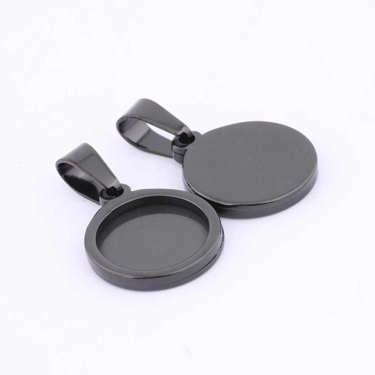 10pcs Gold Plated Black 12mm Round Cabochon Base Settings Diy Bezel Pendant Trays For Necklace Jewelry Making Supplies