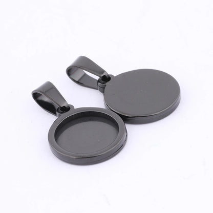 10pcs Gold Plated Black 12mm Round Cabochon Base Settings Diy Bezel Pendant Trays For Necklace Jewelry Making Supplies