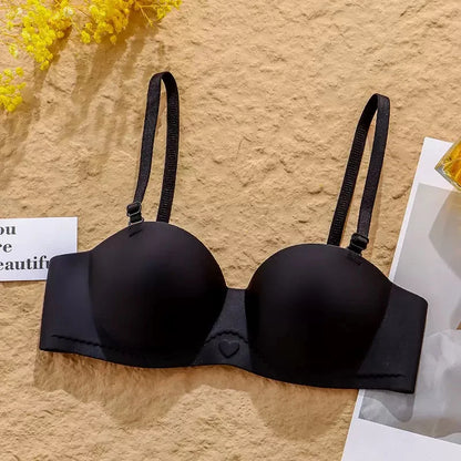 Women's Gathered Underwear Small Breasts Support No Steel Rings No Shoulder Straps Comfortable Bra for Large Breasts