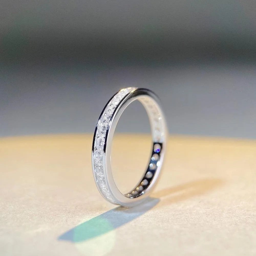 18K white gold versatile and layered tail ring gift for your girlfriend, daily moissanite diamond white gold Pt950 high jewelry
