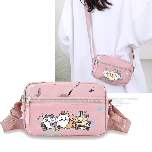 Cute Chiikawas Women Shoulder Waist Bag Kawaii Hachiware Usagi Fanny Pack Female Crossbody Bum Bag Canvas Chest Pack Phone Pouch
