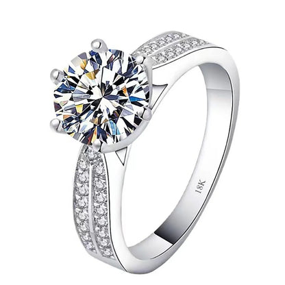 CKT Original Ring Sparkling D Color 3ct Moissanite Diamond Platinum Pt950 Wedding Band 18k White Gold Jewelry for Women