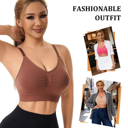 Plus Size Seamless Sports Bra Wireless Push Up Padded Beauty Back Breathable Yoga Gym Workout Brassiere S-XXXL