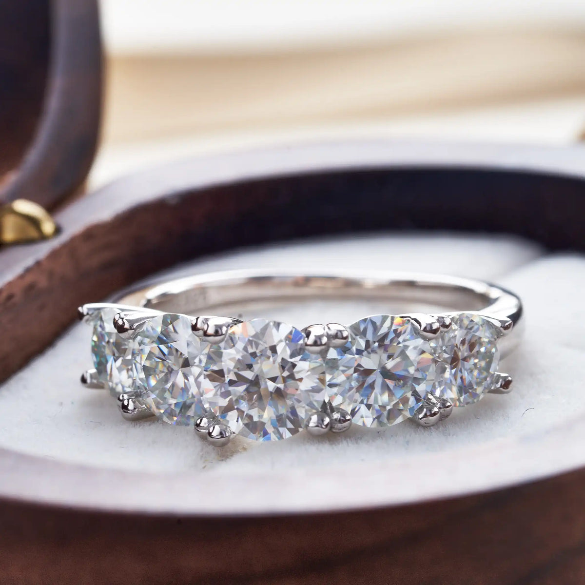 5 Stones 3.6CT All Moissanite Rings for Women 18k Plated 925 Sterling Sliver Wedding Band Sparkling Diamonds Fine Jewelry GRA