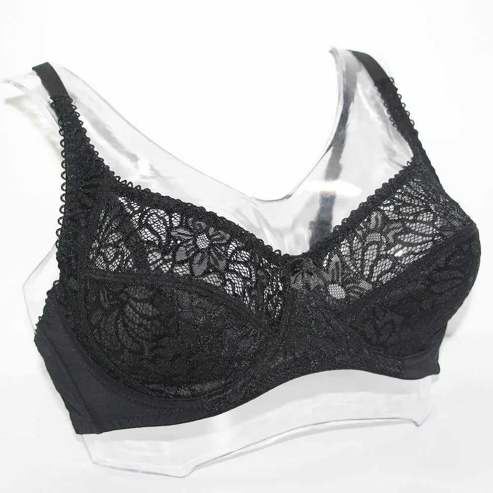 Plus Size Bras For Women Lace Bra Femme Transparent Large Brassiere Tops Underwear Sexy Lingerie C D DD E F Cup