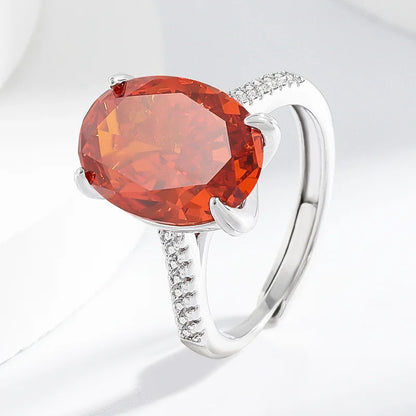 925 Sterling Silver Luxury Atmospheric Sparkle Pigeon Egg Zircon Ladies Ring Rose Gold Jewelry