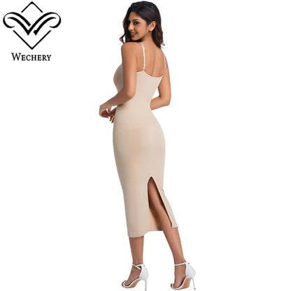 Wechery Plus Size Woman Clothing High Elasticity Abdominal Compression Slim Slip Dress Female Elegant Party Dresses