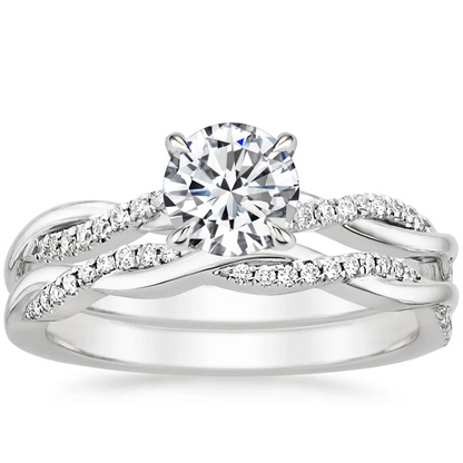 Trumium Luxury Bridal Set Engagement Ring Infinity 18k Gold Plated Cz Rose Copper rings for Women Wedding Bands