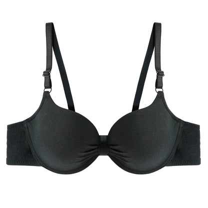 Women's Sexy Cotton Gathered Bra Deep V Underwire Ladied  Brassiere Push Up Lingerie Solid Bras Backless Intimate Underwear