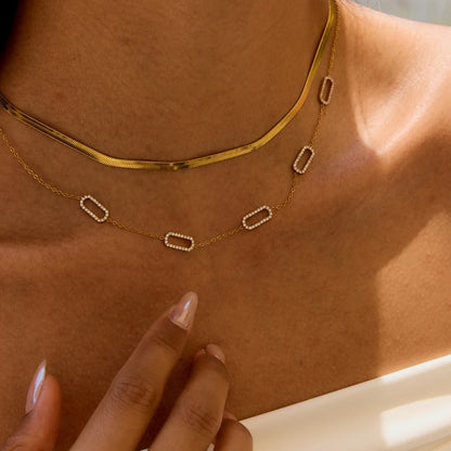 Youthway Delicate Cubic Zirconia Chain Necklace For Women Minimalist 18K Gold Plated Stainless Steel Necklace Fashion Jewelry