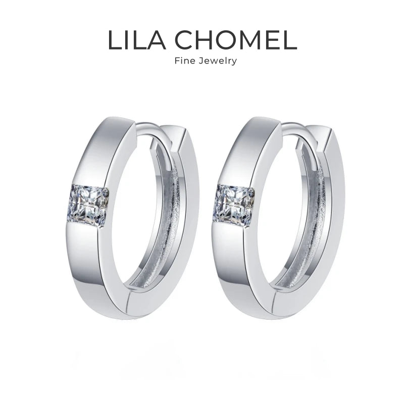 Women Birthday Gift 18K White Gold Hoop Earrings Valentine's Day 0.6CT Moissanite Diamond Girlfriend PT950 Wedding Fine Jewelry