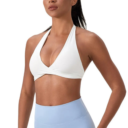 Women's Halter Neck Sports Bra Stylish Back Design Sexy Gym Yoga Fitness Running Bra Comfortable Sports Bras for Women