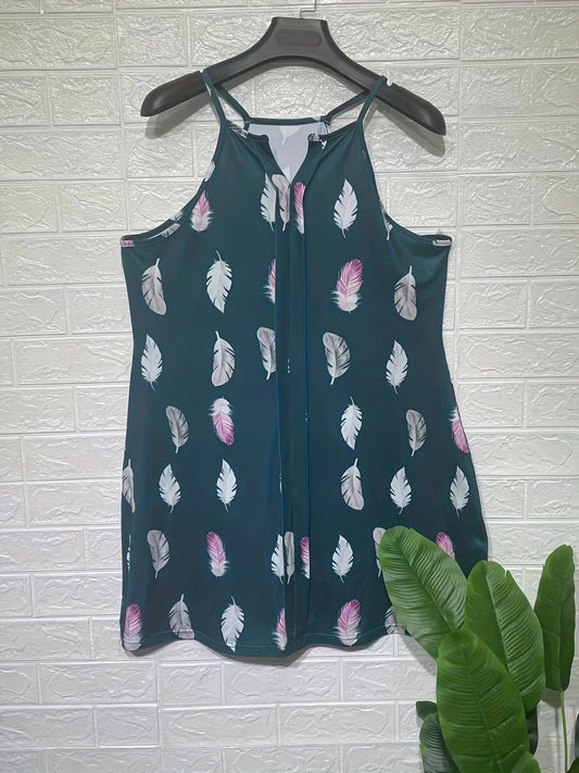 5XL Plus Size 2025 New Summer Sexy Dress Women Feather Print Backless Casual Loose Vacation Beach Short Dresses Female Sundress