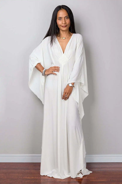 Plus Size Caftan Dresses for Women Solid Color Plus Size Beach Dress V Neck Cover Up Loose Soft Kaftan Loungewear