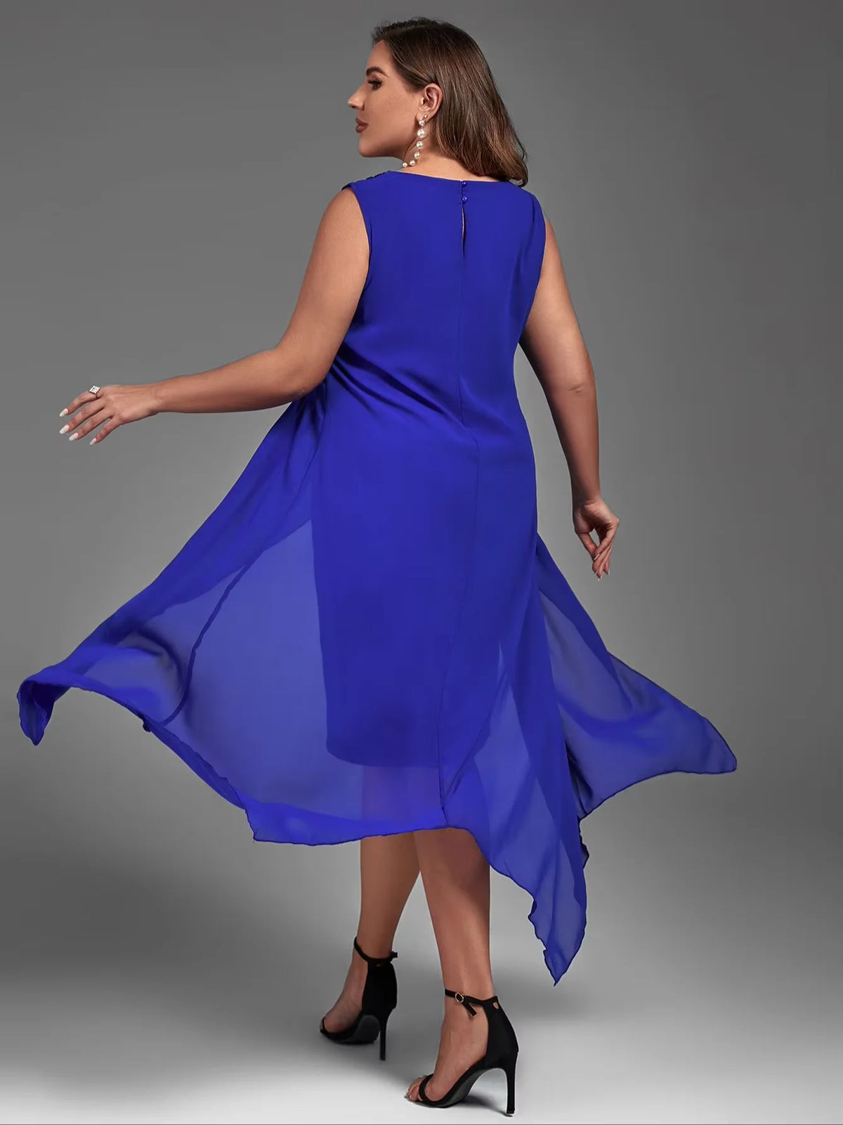 Plus Size Dress for Women Elegant Mesh Irregular Slim Long Dress 2025 Summer Casual Sleeveless Evening Party Dress 2XL 3XL 4XL