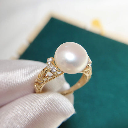 ZHBORUINI New Fine Pearl Ring 100% Real Natural Freshwater Pearl Design Ring for Femme 18K Gold Plating Women Jewelry Ring Gift