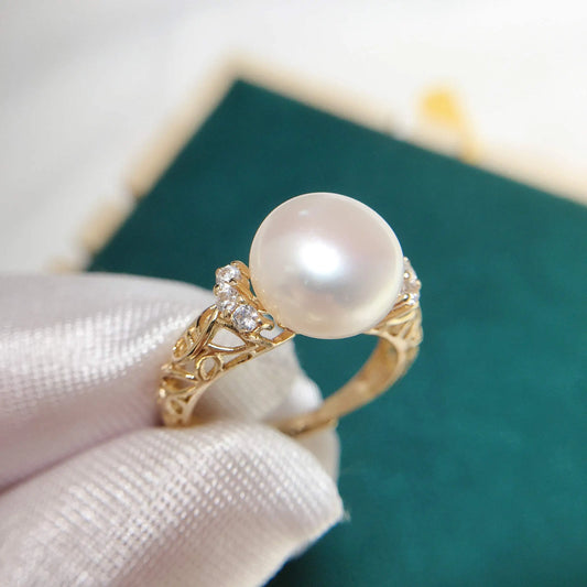 ZHBORUINI New Fine Pearl Ring 100% Real Natural Freshwater Pearl Design Ring for Femme 18K Gold Plating Women Jewelry Ring Gift
