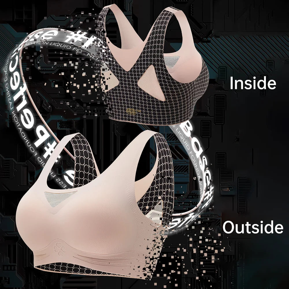 Women's Sports Bra Plus Size Push-Up Seamless Breathable Cool-Feel Underwear Wide Straps Full Cup Black Bras No Hooks Full Cup