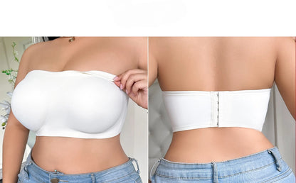 Plus Size Strapless Bandeau Bra - Wireless Support Extended Coverage