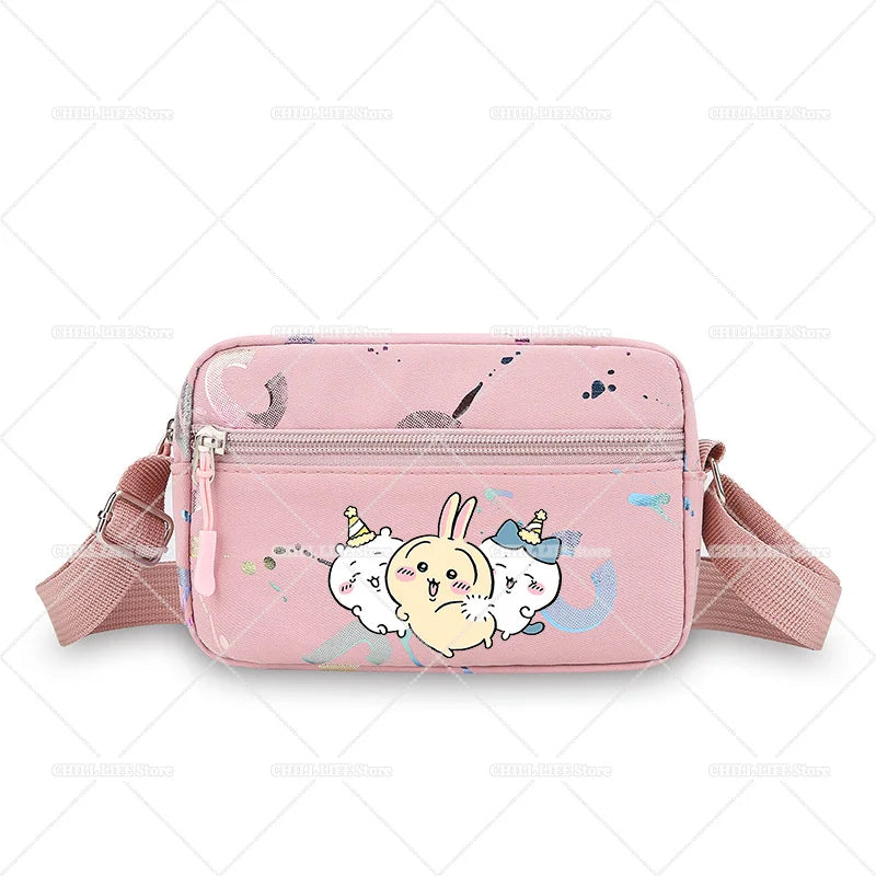 Cute Chiikawas Women Shoulder Waist Bag Kawaii Hachiware Usagi Fanny Pack Female Crossbody Bum Bag Canvas Chest Pack Phone Pouch