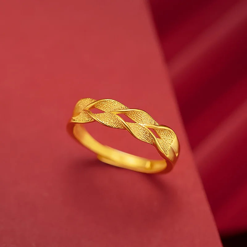 Never Fade Gold Ring for Women Original 18k Gold Rings Fine Accessories for Wedding Engagement Party for Girl Selling At A Loss