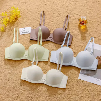 Women's Gathered Underwear Small Breasts Support No Steel Rings No Shoulder Straps Comfortable Bra for Large Breasts
