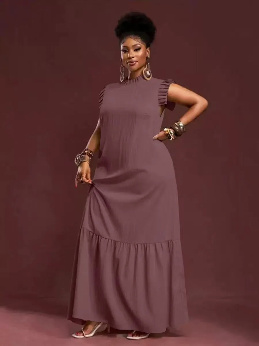 Plus Size Women's Elegant Skirt Dress Casual Work European American Style with Pleated Texture And Large Swing Hemline