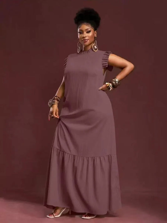 Plus Size Women's Elegant Skirt Dress Casual Work European American Style with Pleated Texture And Large Swing Hemline