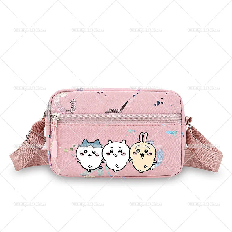 Cute Chiikawas Women Shoulder Waist Bag Kawaii Hachiware Usagi Fanny Pack Female Crossbody Bum Bag Canvas Chest Pack Phone Pouch
