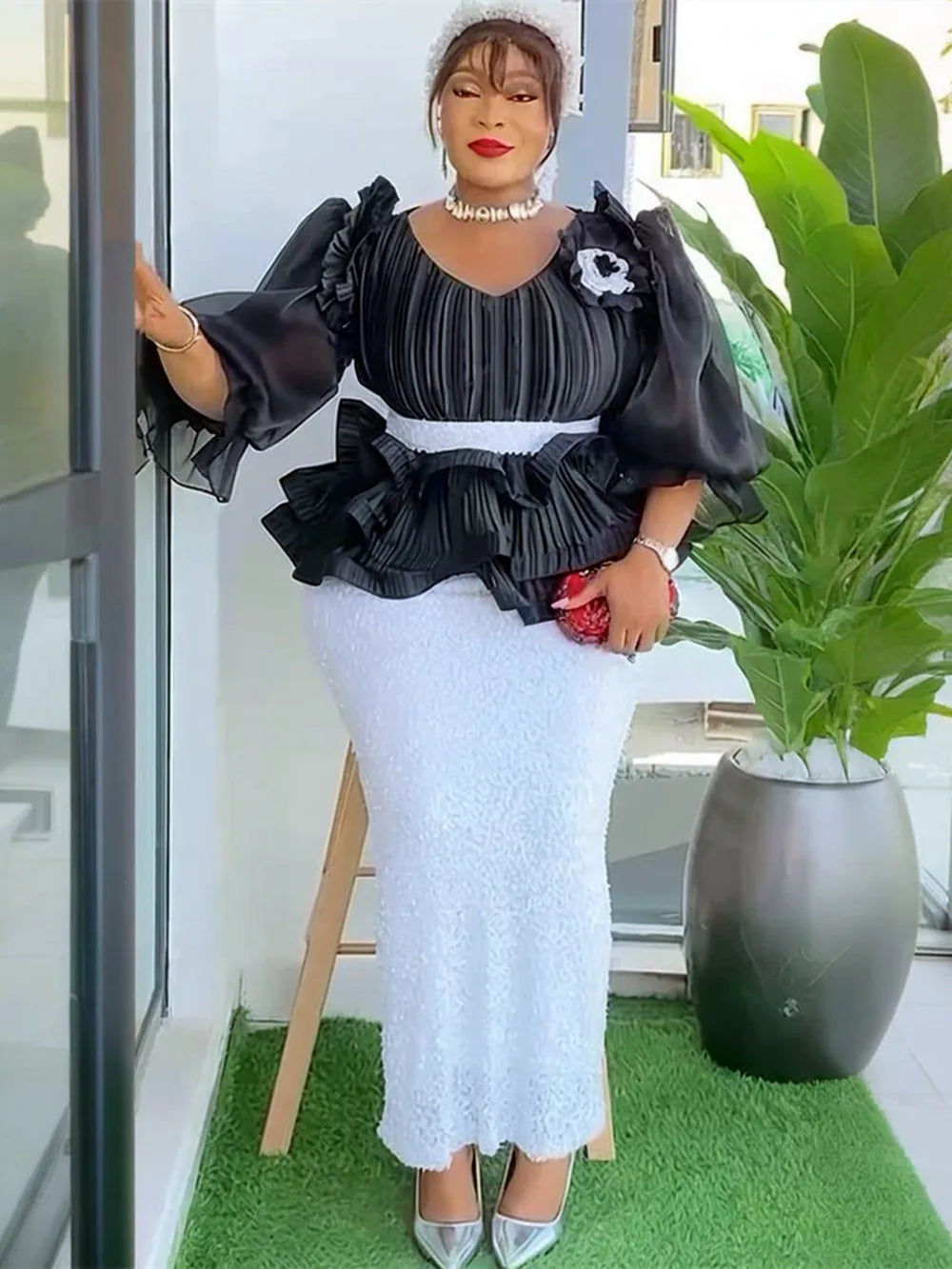 Plus Size Evening Dresses for Women African Luxury Sequin Gown Elegant Turkey Wedding Party Long Dress Ankara Ladies Clothing