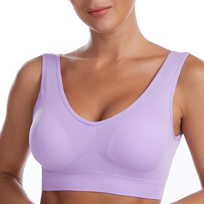 Women Bra Plus Size Seamless Brassiere Breathable Wire Free Bralette Underwear Comfortable Active Padded Brassiere Crop Top