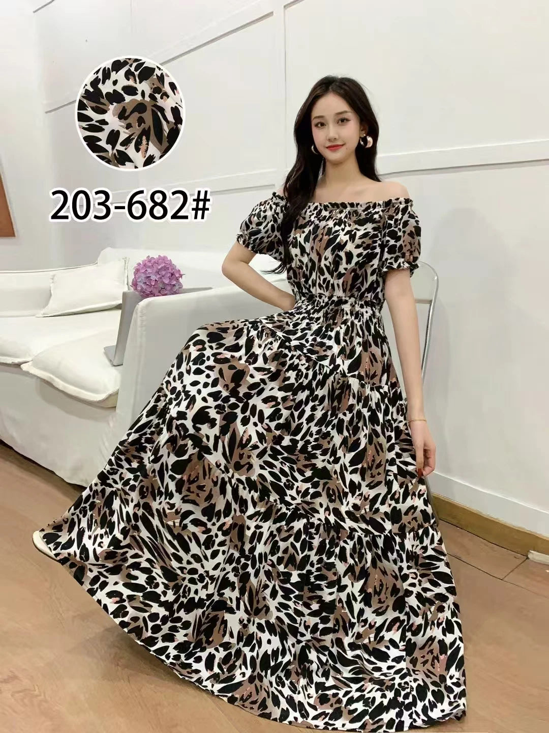 Women's Plus Size Bohemian Style Long Summer Dress for Women Floral Cotton Beach Round Neck Indian Clothing Vestido Robe Female