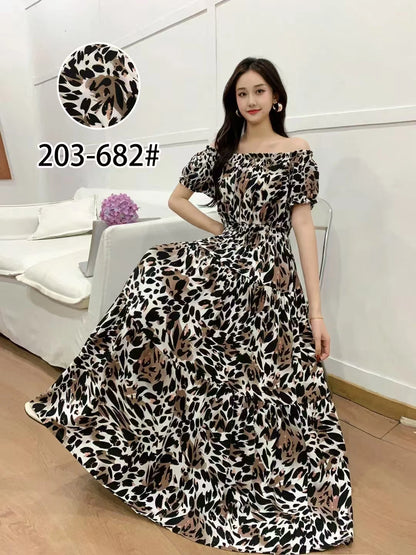 Women's Plus Size Bohemian Style Long Summer Dress for Women Floral Cotton Beach Round Neck Indian Clothing Vestido Robe Female