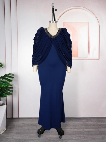 Elegant African Dresses for Women Plus Size Outfits Evening Party Long Dress Dashiki Ankara Batwing Sleeve Gown African Clothes