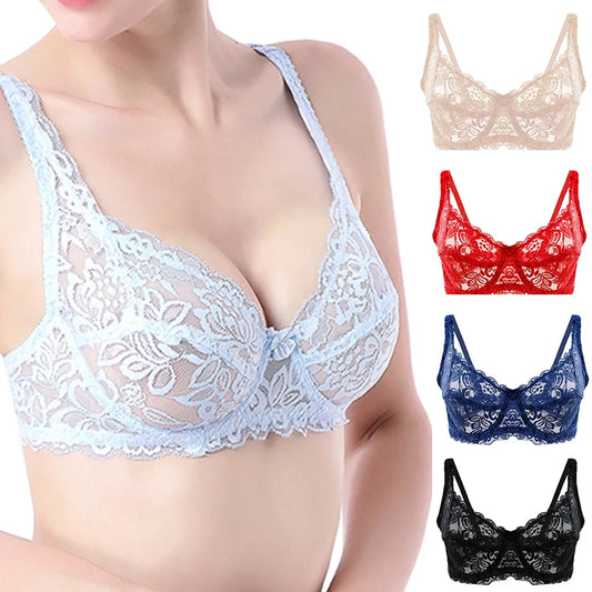 Plus Size Thin Lace Push Up Bras 8 Colors 34-40 B/C Cup Hollow Out Bra Women Soft Breathable Lingerie