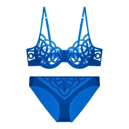 Women's Sexy Underwear Bra Female Hollow Out Thin Cotton Rabbit Ear Cup Soft Breathable Gathering Lace Large-sized Bra Everyday