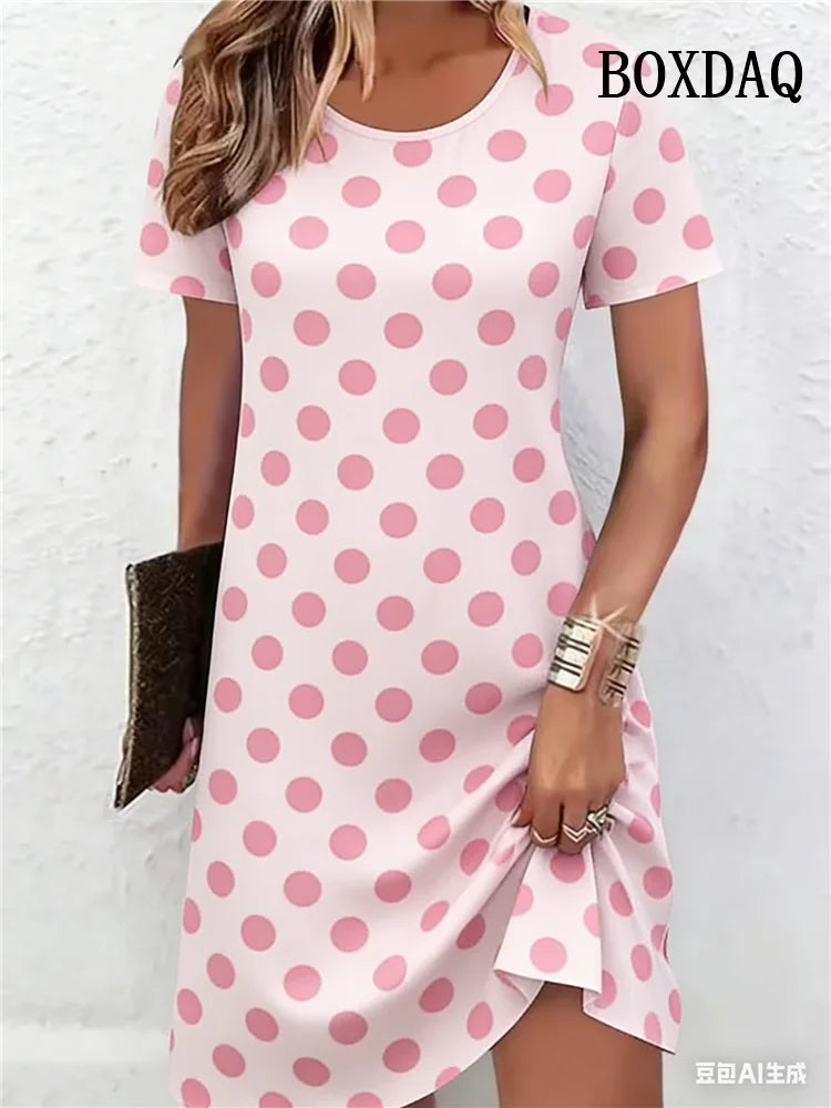 Plus Size Women's Dresses Summer Fashion Tie Dye Striped Flowers 3D Printed Short Sleeve Dress Casual Loose Woman's Clothing 6XL