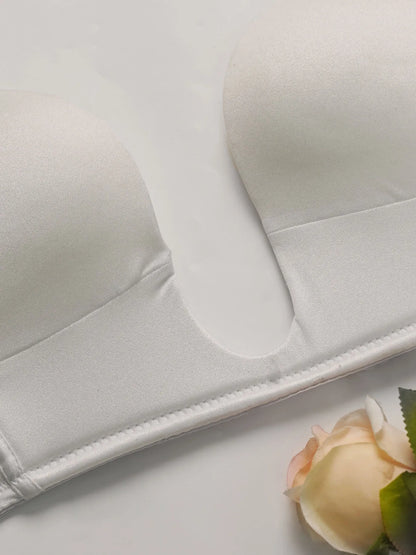 Women's sexy deep U-shaped bra without steel ring gathered push up straps adjustable comfortable and breathable bra U03