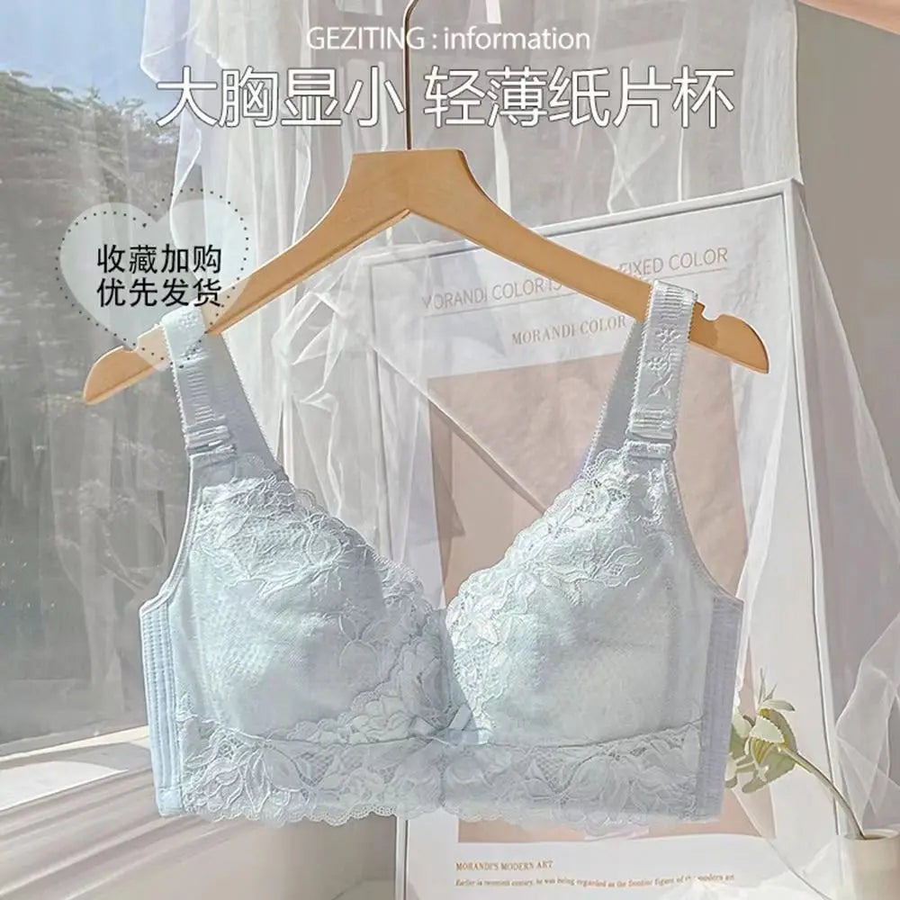 Plus-size Lingerie, Ultra-thin Lace Full-cup Adjustable Bra Without Underwire, Large Bust
